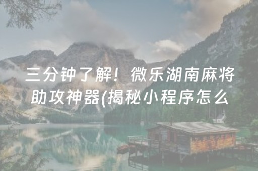 三分钟了解！微乐湖南麻将助攻神器(揭秘小程序怎么容易赢)