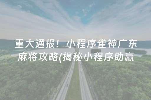 重大通报！小程序雀神广东麻将攻略(揭秘小程序助赢神器购买)