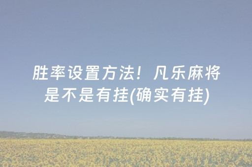 胜率设置方法！凡乐麻将是不是有挂(确实有挂)