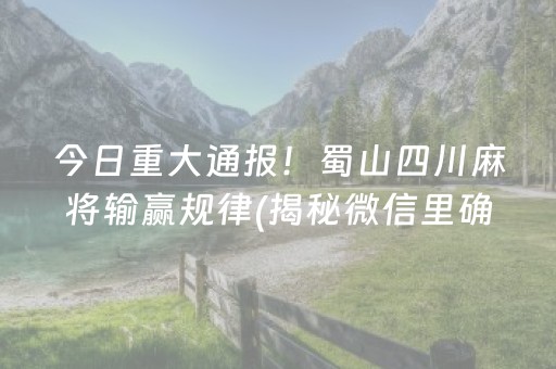 今日重大通报！蜀山四川麻将输赢规律(揭秘微信里确实有猫腻)