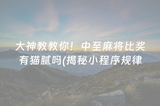 大神教教你！中至麻将比奖有猫腻吗(揭秘小程序规律攻略)