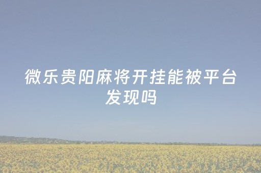 微乐贵阳麻将开挂能被平台发现吗（微乐贵阳麻将免费手机版）