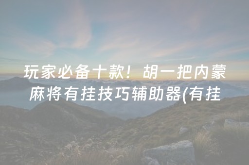 玩家必备十款！胡一把内蒙麻将有挂技巧辅助器(有挂技巧辅助器)