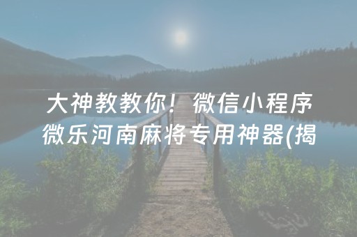 大神教教你！微信小程序微乐河南麻将专用神器(揭秘手机上提高赢的概率)