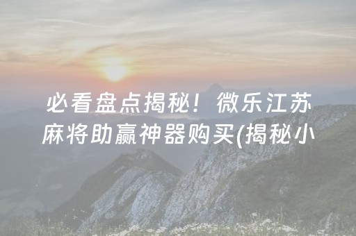 必看盘点揭秘！微乐江苏麻将助赢神器购买(揭秘小程序攻略插件)