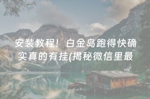 安装教程！白金岛跑得快确实真的有挂(揭秘微信里最新神器下载)