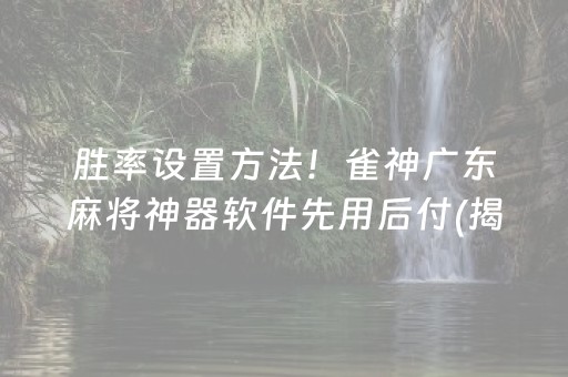 胜率设置方法！雀神广东麻将神器软件先用后付(揭秘微信里必备神器)