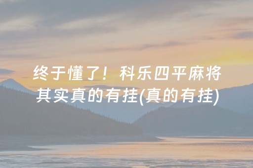 终于懂了！科乐四平麻将其实真的有挂(真的有挂)