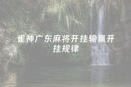 雀神广东麻将开挂输赢开挂规律（雀神广东麻将开挂控制）