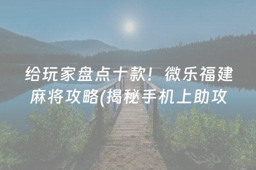 给玩家盘点十款！微乐福建麻将攻略(揭秘手机上助攻神器)