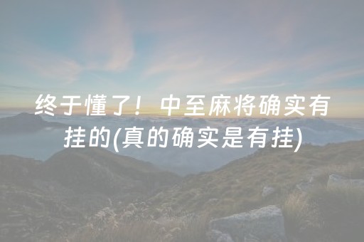 终于懂了！中至麻将确实有挂的(真的确实是有挂)