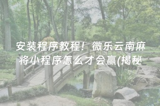 安装程序教程！微乐云南麻将小程序怎么才会赢(揭秘微信里胡牌技巧)