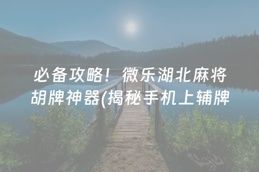 必备攻略！微乐湖北麻将胡牌神器(揭秘手机上辅牌器)