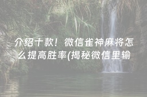 介绍十款！微信雀神麻将怎么提高胜率(揭秘微信里输赢技巧)