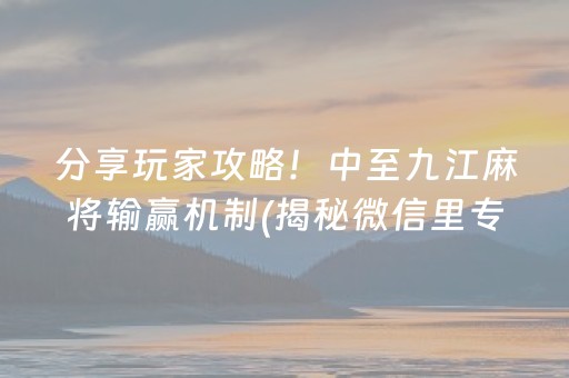 分享玩家攻略！中至九江麻将输赢机制(揭秘微信里专用神器)