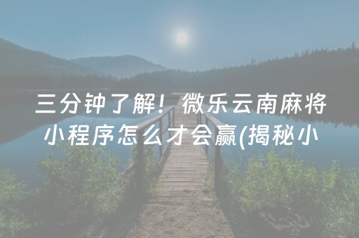 三分钟了解！微乐云南麻将小程序怎么才会赢(揭秘小程序助赢神器购买)