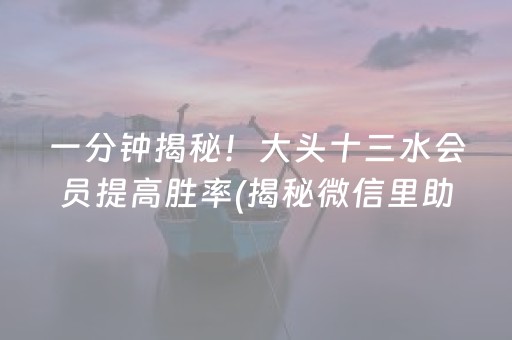 一分钟揭秘！大头十三水会员提高胜率(揭秘微信里助赢神器购买)