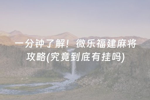 一分钟了解！微乐福建麻将攻略(究竟到底有挂吗)