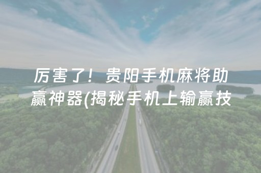 厉害了！贵阳手机麻将助赢神器(揭秘手机上输赢技巧)