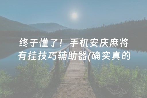 终于懂了！手机安庆麻将有挂技巧辅助器(确实真的有挂)