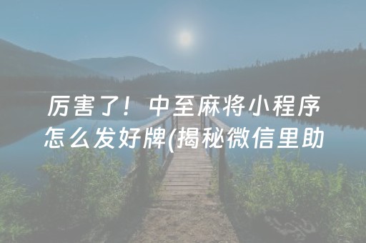 厉害了！中至麻将小程序怎么发好牌(揭秘微信里助赢软件)