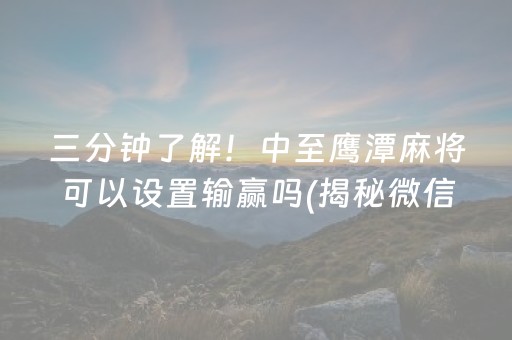 三分钟了解！中至鹰潭麻将可以设置输赢吗(揭秘微信里确实有猫腻)