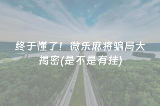 终于懂了！微乐麻将骗局大揭密(是不是有挂)