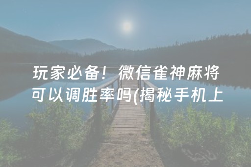 玩家必备！微信雀神麻将可以调胜率吗(揭秘手机上助攻神器)