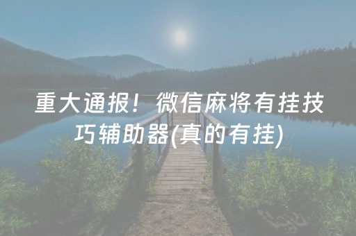 重大通报！微信麻将有挂技巧辅助器(真的有挂)