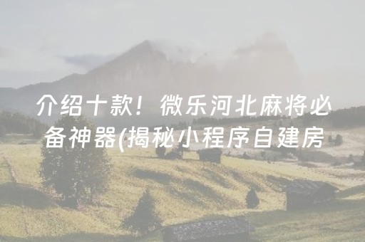 介绍十款！微乐河北麻将必备神器(揭秘小程序自建房怎么赢)