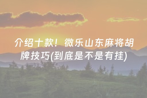 介绍十款！微乐山东麻将胡牌技巧(到底是不是有挂)