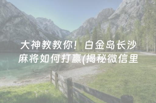 大神教教你！白金岛长沙麻将如何打赢(揭秘微信里攻略插件)