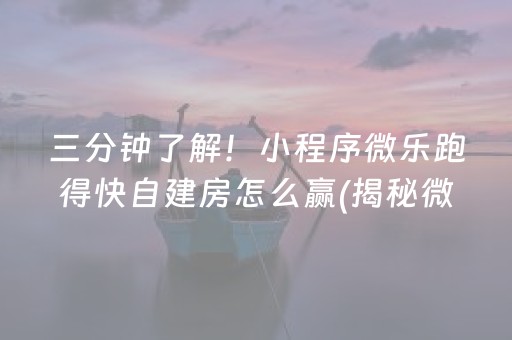 三分钟了解！小程序微乐跑得快自建房怎么赢(揭秘微信里提高赢的概率)