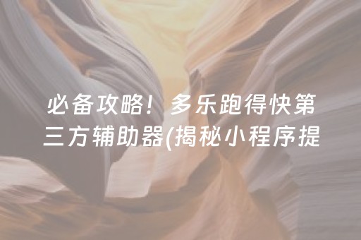 必备攻略！多乐跑得快第三方辅助器(揭秘小程序提高胜率)