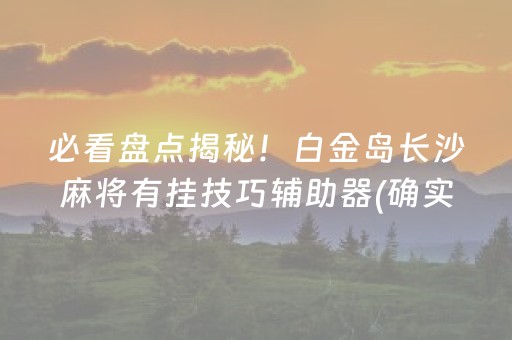 必看盘点揭秘！白金岛长沙麻将有挂技巧辅助器(确实真的有挂)