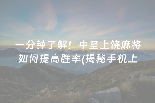 一分钟了解！中至上饶麻将如何提高胜率(揭秘手机上如何让牌变好)