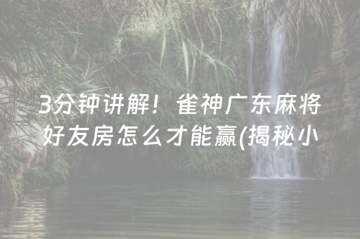 3分钟讲解！雀神广东麻将好友房怎么才能赢(揭秘小程序胡牌技巧)