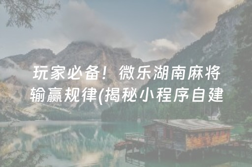 玩家必备！微乐湖南麻将输赢规律(揭秘小程序自建房怎么赢)