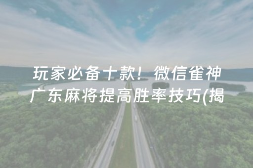 玩家必备十款！微信雀神广东麻将提高胜率技巧(揭秘小程序辅牌器)