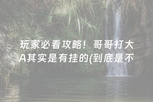 玩家必看攻略！哥哥打大A其实是有挂的(到底是不是有挂)