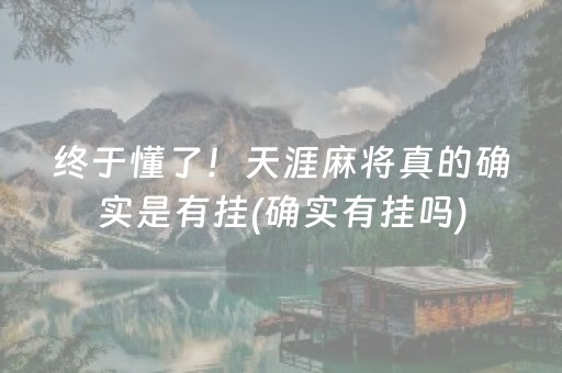 终于懂了！天涯麻将真的确实是有挂(确实有挂吗)