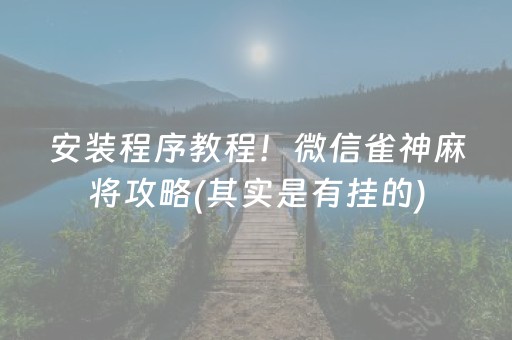 安装程序教程！微信雀神麻将攻略(其实是有挂的)