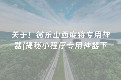 关于！微乐山西麻将专用神器(揭秘小程序专用神器下载)