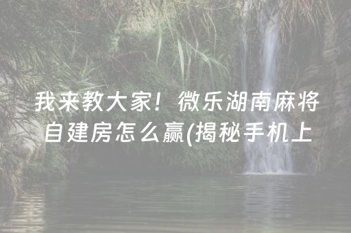 我来教大家！微乐湖南麻将自建房怎么赢(揭秘手机上输赢规律)