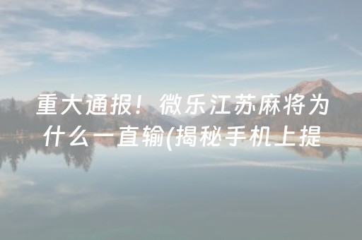 玩家必看攻略“微乐填大坑辅助器免费版”（可以设置输赢吗)