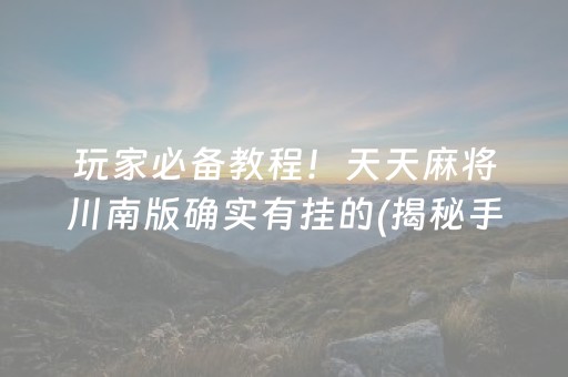 玩家必备教程！天天麻将川南版确实有挂的(揭秘手机上输赢规律)