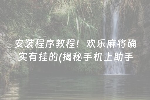 安装程序教程“微乐陕西挖坑必胜神器”（如何提高胜率)