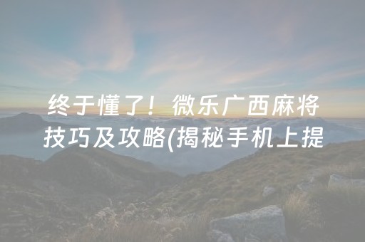 盘点十款“广东雀神麻将开挂骗局”（怎么能调好牌)