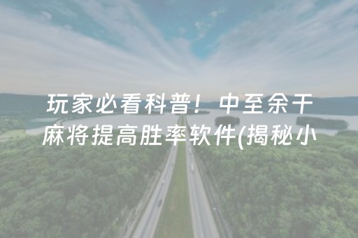 玩家必看科普！中至余干麻将提高胜率软件(揭秘小程序输赢技巧)