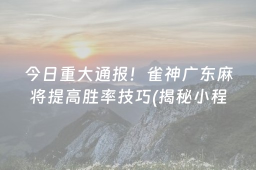 今日重大通报！雀神广东麻将提高胜率技巧(揭秘小程序助赢神器购买)